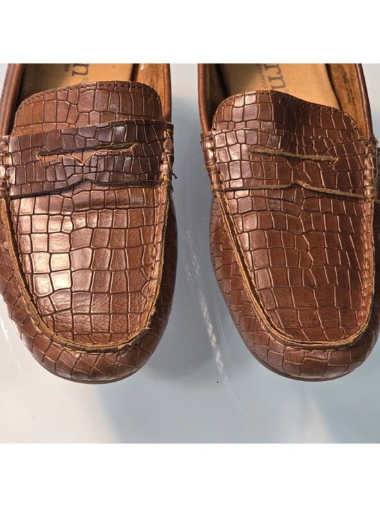 Børn Andes Leather Loafers Crocodile Embossed Slip On Shoes Mens Size 9.5 Preppy main image 6